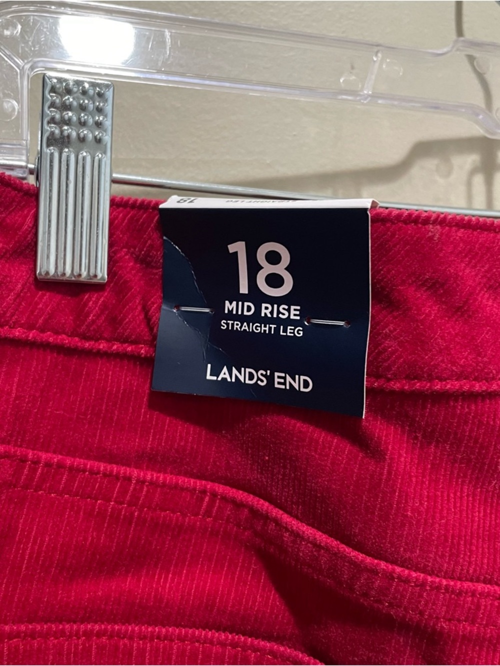 Lands’ End Mid Rise Straight Leg Corduroy Pants Red Women’s Plus Size 18 NWT - Picture 4 of 6